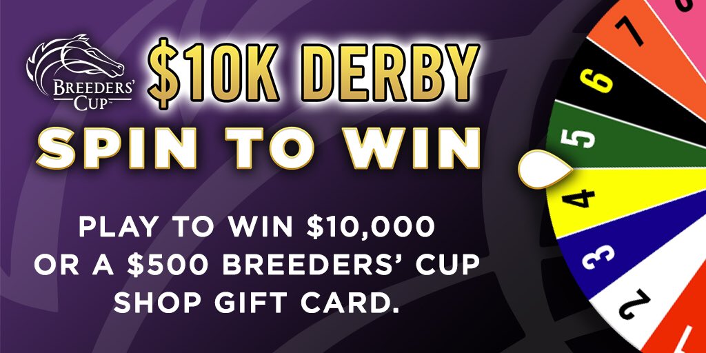 boderek's tweet photo. Breeders' Cup is bringing the #KYDerby action! Check out this $10K Derby Spin to Win Contest for a chance to win $10,000 or a $500 @BreedersCup shop gift card. Free and easy to play: https://t.co/3b08ZoxPhb https://t.co/y31zAoLl05