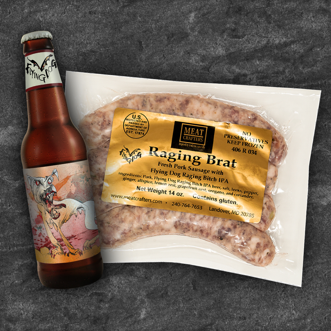 FlyingDog's tweet photo. Show your grill some love this #LaborDay weekend and fire up some Flying Dog-flavored sausages. This tasty collab with @MeatCrafters features Raging Brats, 4-Bagger Brats and Chicken Manganero. Lock in your #LDW menu now: https://t.co/0qevirO709 #DisobedientBeer https://t.co/U0sfd99M3n