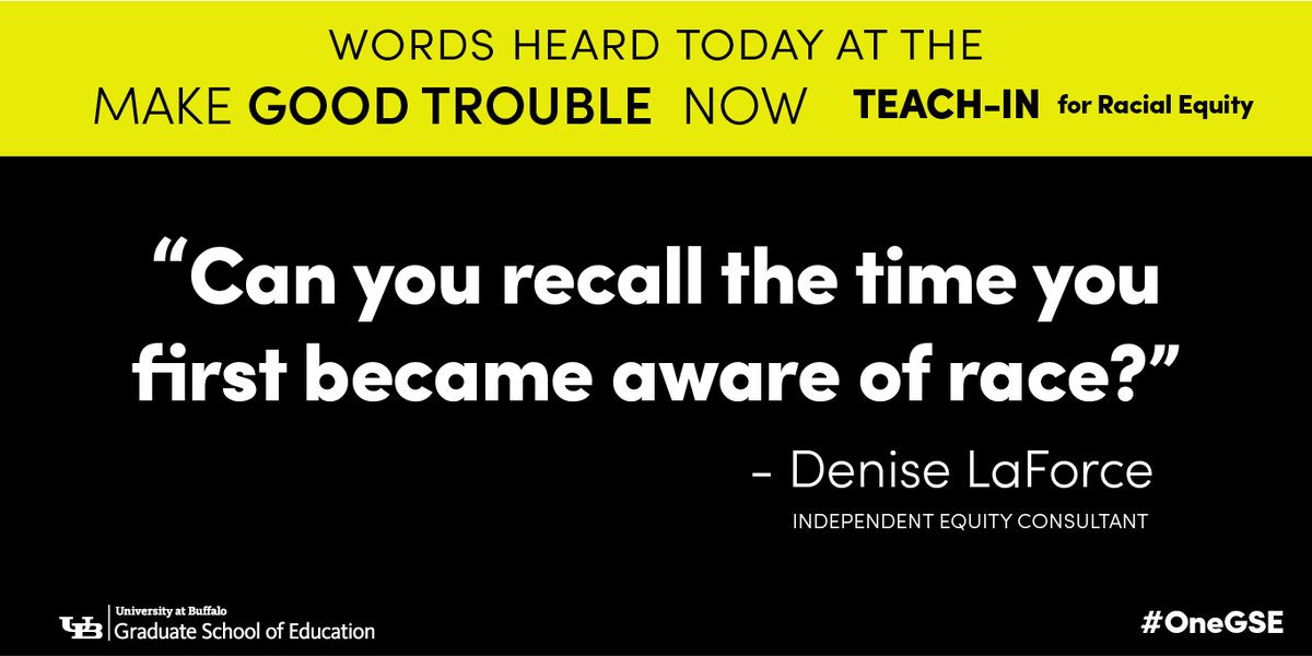 UBGSE's tweet photo. Take a moment and think back. Can you remember?
...................
#UBGSE #OneGSE #MakeGoodTrouble Now #TeachIn for Racial Equity https://t.co/yS1rf9n6VS