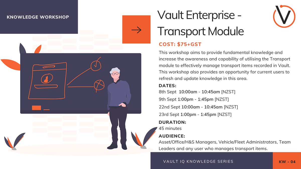 VaultIntel's tweet photo. Register for the "Vault Enterprise - Transport Module" Knowledge Workshop now! 
To register for this or any of our upcoming workshops, check out the Vault events page here: https://t.co/WZvSxmGje2 #KnowledgeWorkshop https://t.co/2RJkr9Epot