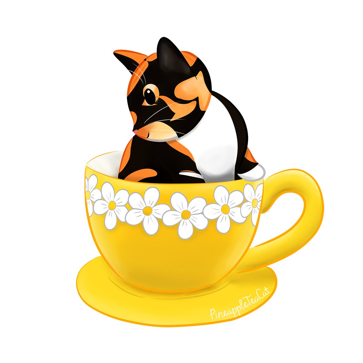 PineappleTeaCat's tweet photo. Teacup Cat- Tortie #art #cat #cute #digitalart #digitalpainting #tea #teacup #tortie #tortiecat #catart #catpainting #artist #kitty #kittea #catlovers https://t.co/kAoKAtTwNJ