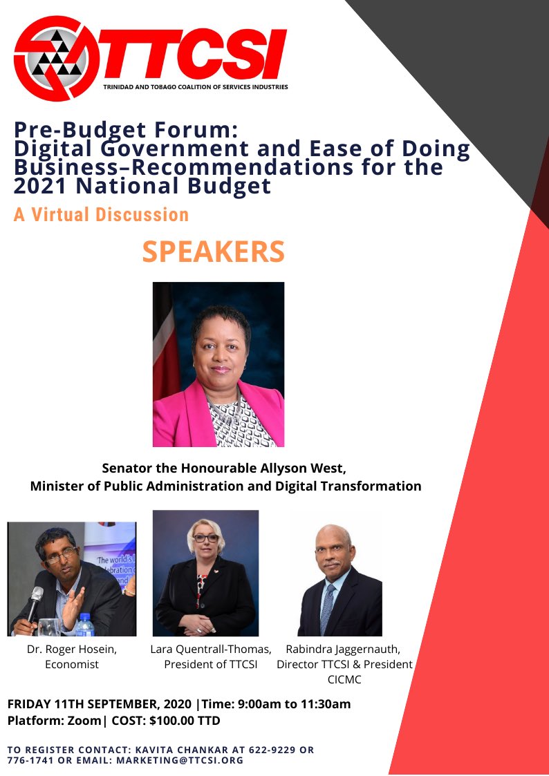 kavita_78's tweet photo. #TTCSI will be hosting a virtual pre-budget forum. Looking forward to an excellent discussion. #TrinidadAndTobago @CNC3TV @tv6tnt @tttliveonline @expressupdates @TriniTweets @GuardianTT @Newsday_TT https://t.co/r61yrs28VD