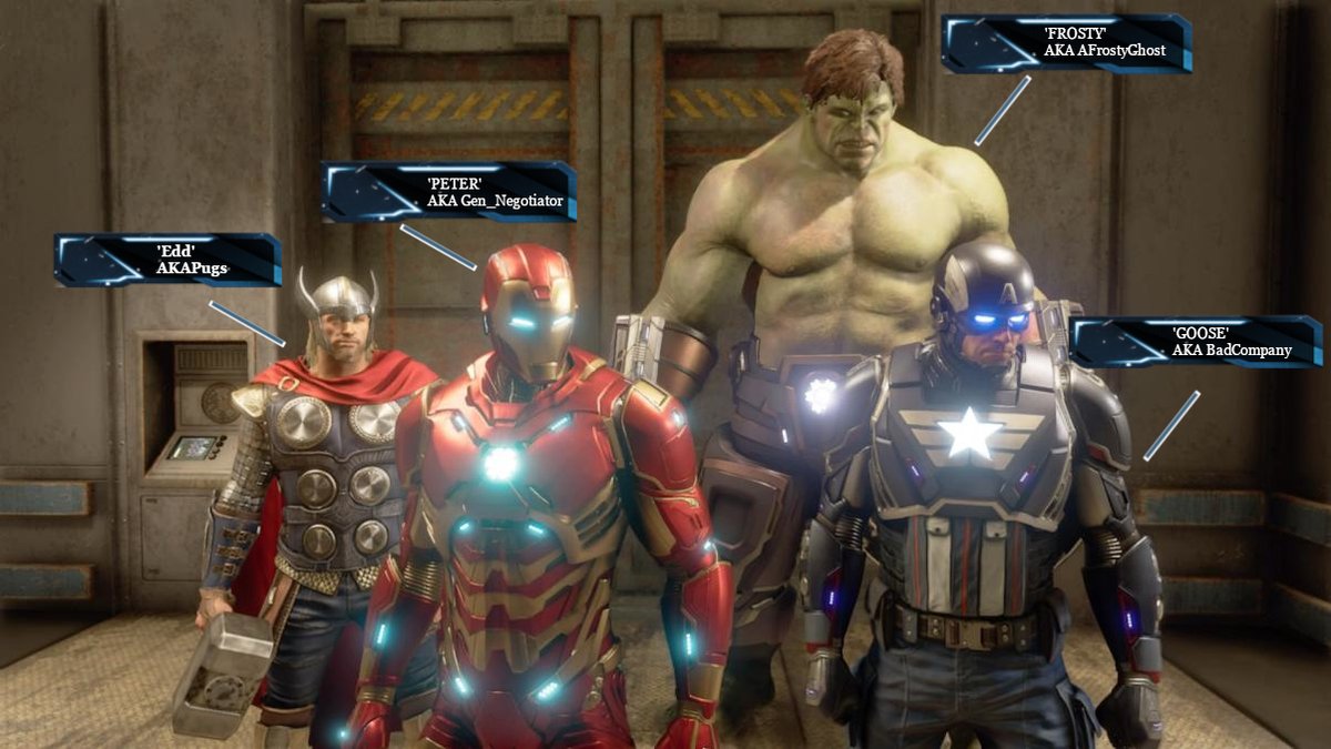 JustPugzyy's tweet photo. Now that early access is finished I thought I'd take some time to appreciate my Strike Team
Behold our (almost) max level Team!
You'll always be the OG's
@PlayAvengers #AvengersGame #Avengers https://t.co/c0PZmmVHcu