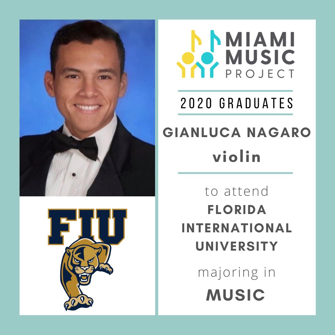 MiaMusicProject's tweet photo. Help us congratulate our graduate Gianluca Nagaro who is attending @FIUMusic, majoring in music. We wish you all the best and we are very proud of your accomplishments!
#miamimusicproject #instrumentsofchange #composingbetterlives #stayhomemiami #classof2020 https://t.co/tVuPraUExP