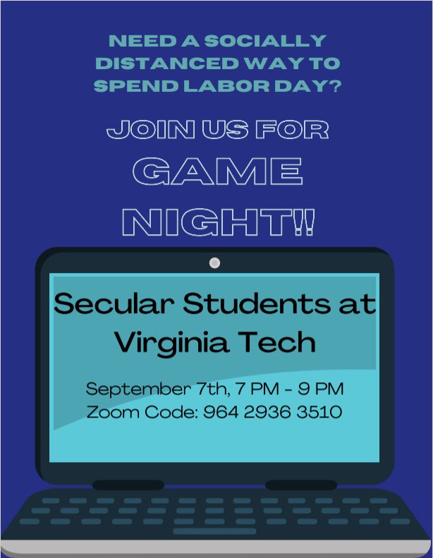 secularvt's tweet photo. Stay safe and stay in! Join us for our first social event of the year this weekend. See you Monday night! #gamenight https://t.co/MjUeFO1hZB