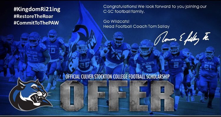 Gagegeaslin's tweet photo. Blessed to receive a scholarship offer from Culver-Stockton College!!! #GoWildcats 
@BridgelandFB 
@CoachRaffield 
@blake_farris80 @CoachCutshaw https://t.co/uIbsn0sVCK