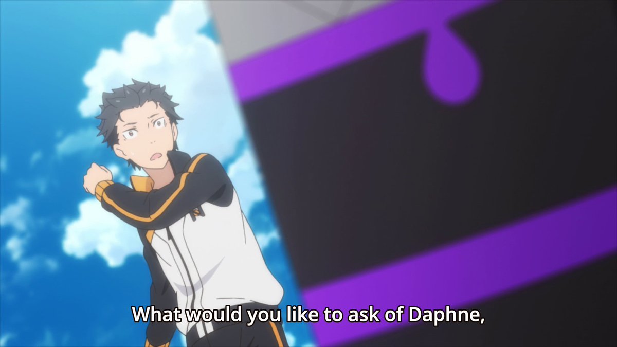 This is a random thread talking about the Daphne scene from the recent Re:Zero ep. I love the dutch angle used when Daphne asks what Subaru wants, it creates uneasiness and suffocates him in the frame, then Daphne proceeds to occupy the entire frame to show her immense presence.