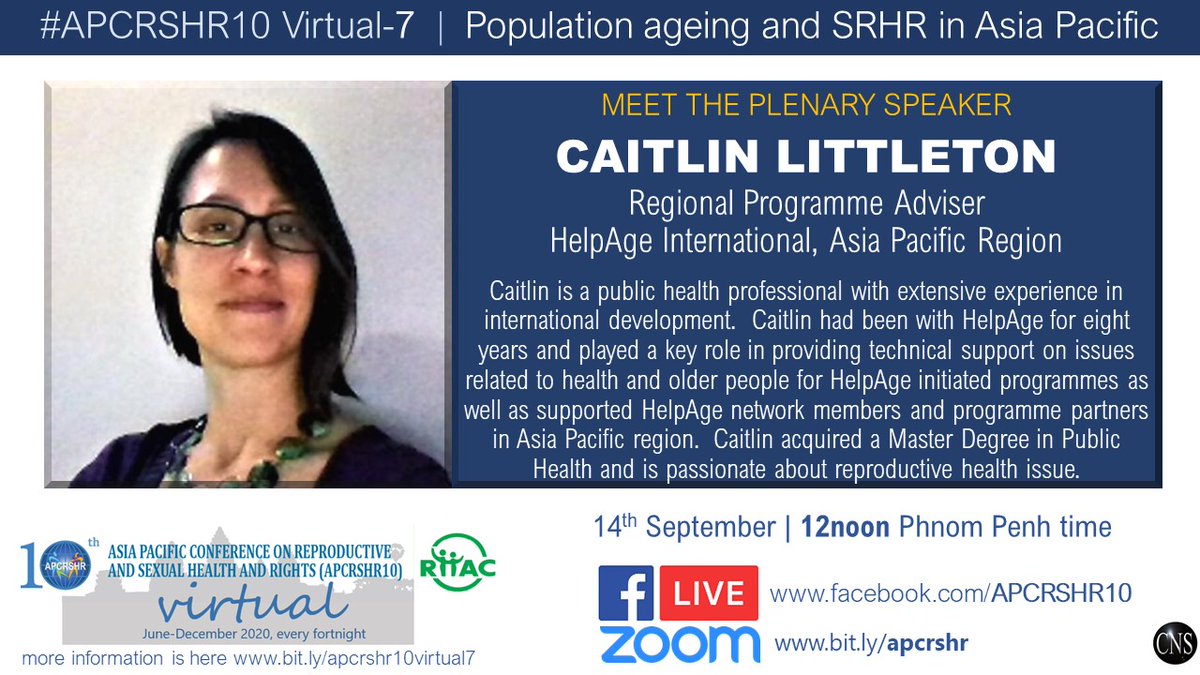 getalkslive's tweet photo. Meet the Plenary Speaker of 7th #APCRSHR10 Virtual (14 Sept): Caitlin Littleton, who will speak on "Sexual health of older people: an overview"

Facebook LIVE https://t.co/Ps9bhOaV7O
Join on Zoom https://t.co/LkF4IDXbQi

For more info https://t.co/ohbzjKsHE5 #sexualhealth #ageing https://t.co/q8eM53nxJS