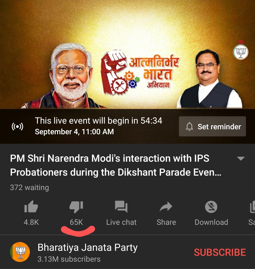 RuchiraC's tweet photo. PM's interaction is yet to begin and it's already being 'disliked'. #YuvaDislikeModi https://t.co/DxIjF8o3OF