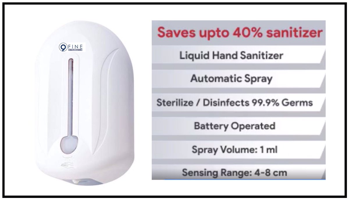 9fine's tweet photo. 9 Fine - Automatic Sanitizer Dispensers . Now available.. https://t.co/3qczvhe716