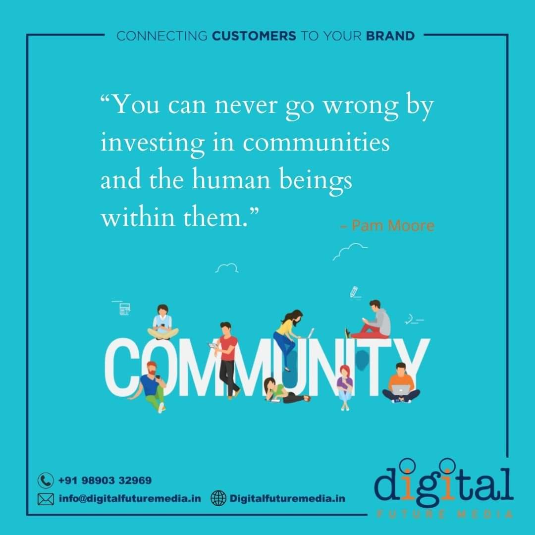 DigitalFutureM2's tweet photo. “You can never go wrong by investing in communities and the human beings within them.” – Pam Moore

Call us at 9890332969

#socialmediamarketing #digitalmarketing #socialmedia #marketing #branding #business #contentmarketing #DFM #digitalfuturemedia #socialmediaquotes #fact https://t.co/sk6OItfrZW