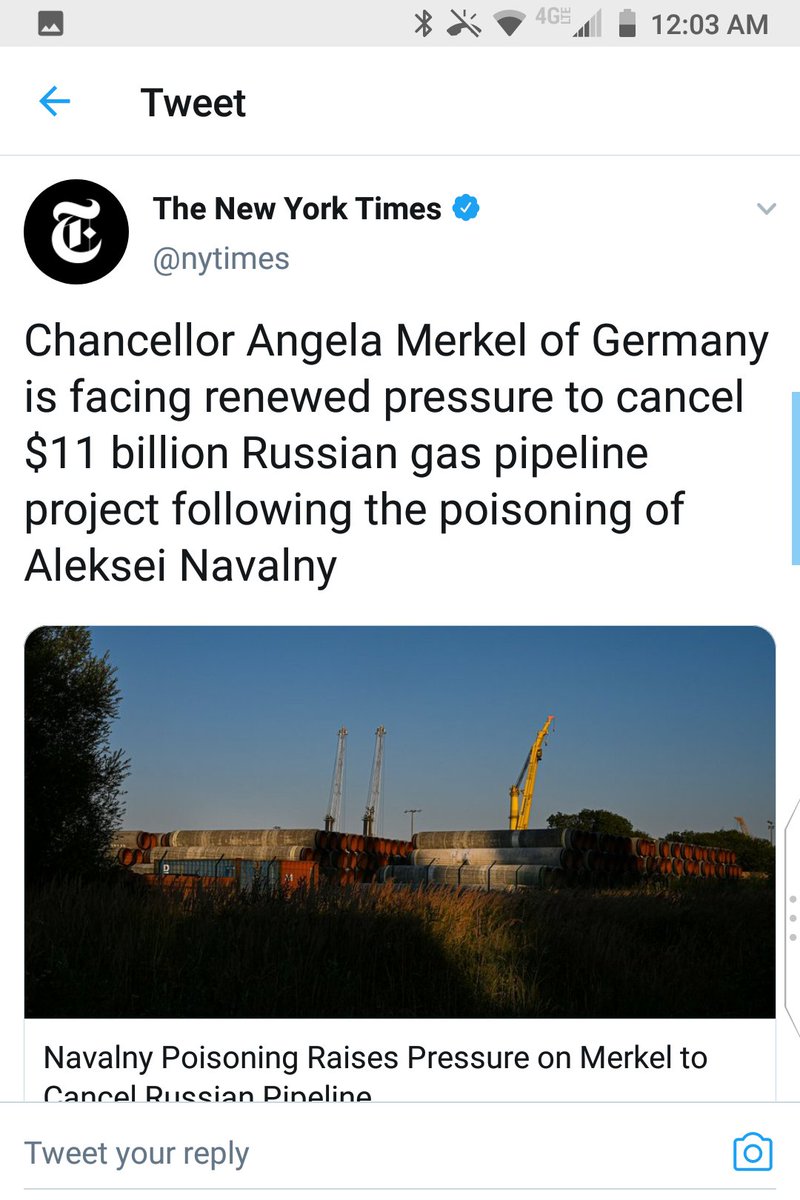 The New York Times On Twitter Chancellor Angela Merkel Of Germany Is Facing Renewed Pressure To Cancel 11 Billion Russian Gas Pipeline Project Following The Poisoning Of Aleksei Navalny Https T Co Fbbsr6pafg