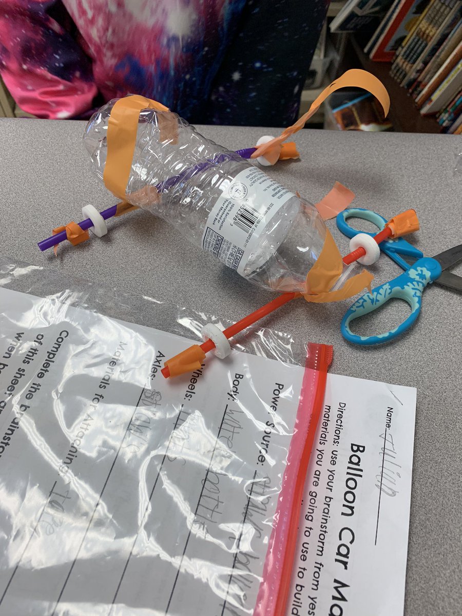 MrsNorman604's tweet photo. We started balloon cars today after designing them on paper the last few days. I’ve got some hard working 5th grade engineers! #isdstrong #youngengineers #weareblackburn https://t.co/ngCjmyCMq1