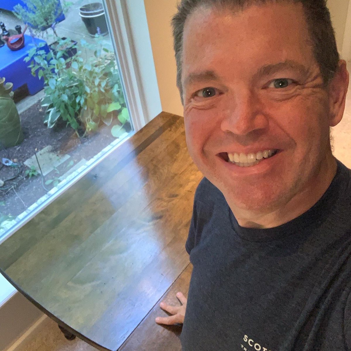 DaveArland's tweet photo. Thanks @scotsmanco and @laurel_merc for inspiring me to refinish my grandmother’s old painted laundry table. Now it shines in the living room! https://t.co/ojtnkXHwKa