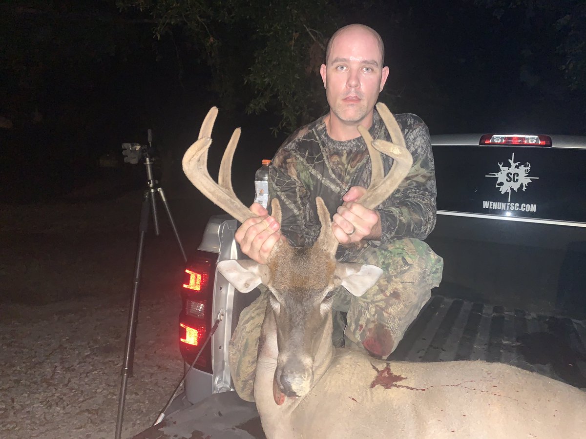 WeHuntCrew's tweet photo. Crew members @CBPSC got this opening day velvet stud in Chesterfield County in 93 degree heat right at dark! Have you gotten any good ones yet? Share them with us! #WeHuntSC https://t.co/xsM2Wv4oJi