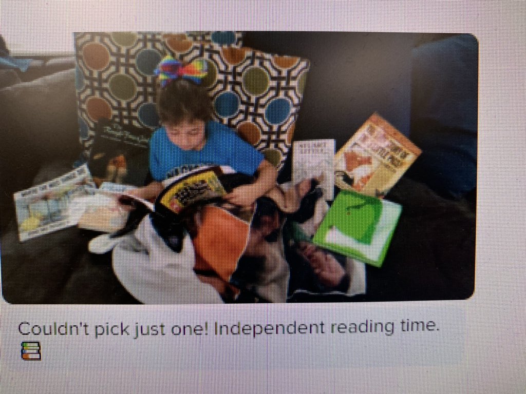 lgothard's tweet photo. Virtual learning at its finest in 2nd grade! Received this pic from a mom today 🥰 @EastsideCISD @ClevelandISDTX #Just4Kids #modelclassroomteacher https://t.co/8WnUxLWkPd