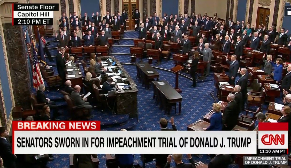 JANUARY 16th• Impeachment trial for Trump beginsAfter Trump was impeached in 2 articles of impeachment - abuse of power & obstruction of Congress - his impeachment trial in the Senate begins. This was prompted by Trump asking Ukrainian President for “a favor” regarding Biden