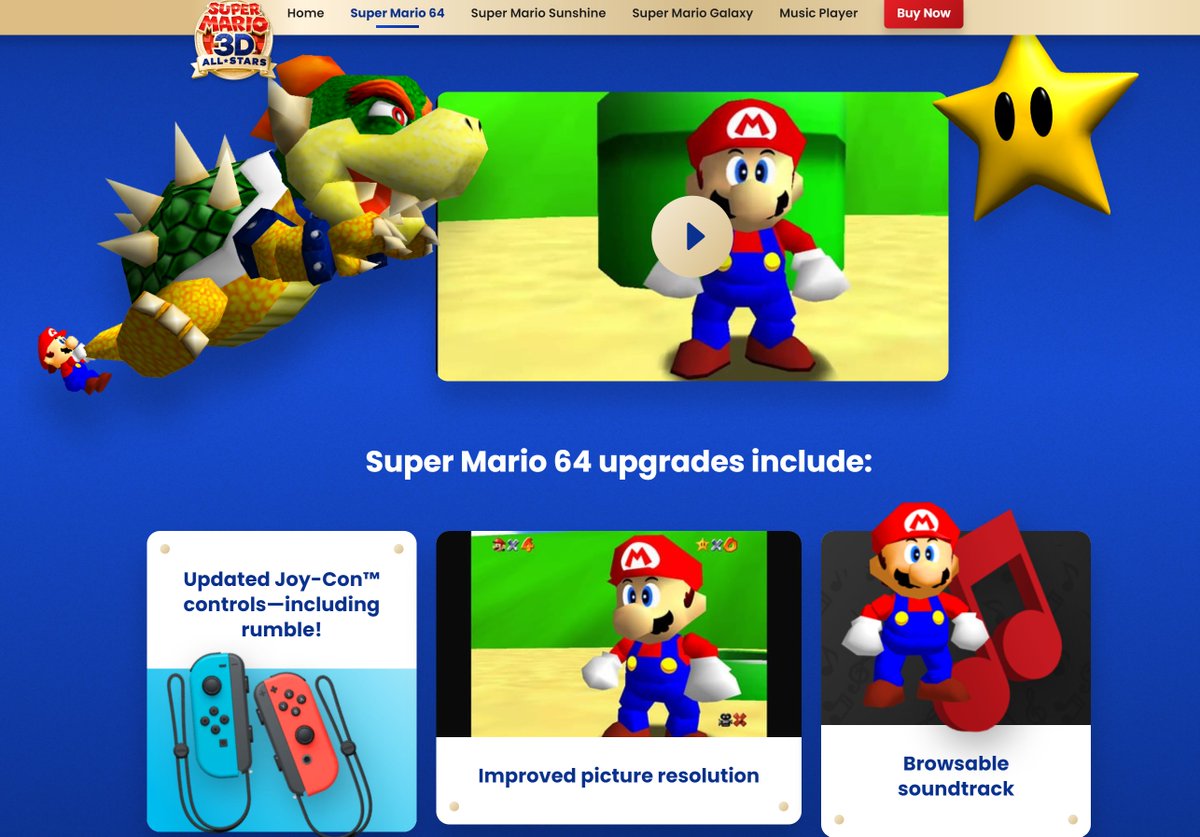 Bowblax's tweet photo. Nintendo put more work into the new Mario 64 website than the actual port lol https://t.co/YOhavjwLOb
