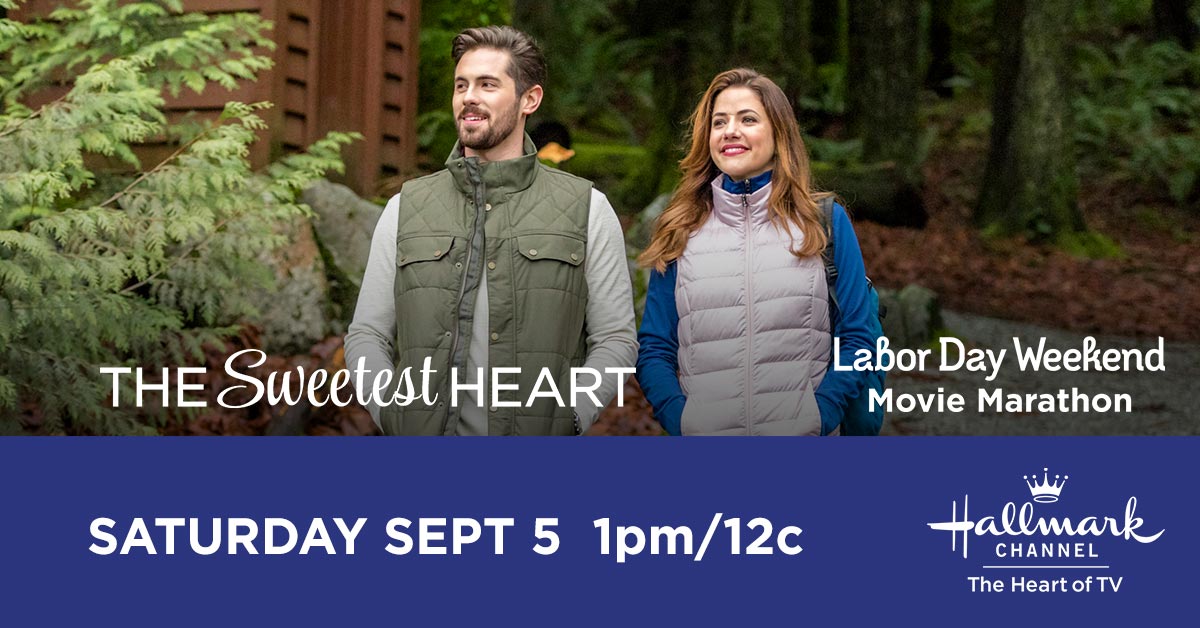 hallmarkchannel's tweet photo. We have more great movies coming your way as part of our #LaborDayWeekendMovieMarathon! Tune in today at 1pm/12c to see Maddie @Julie_Gonzalo choose between a new romance and her first love in #TheSweetestHeart. https://t.co/ig1ZhtWbf6