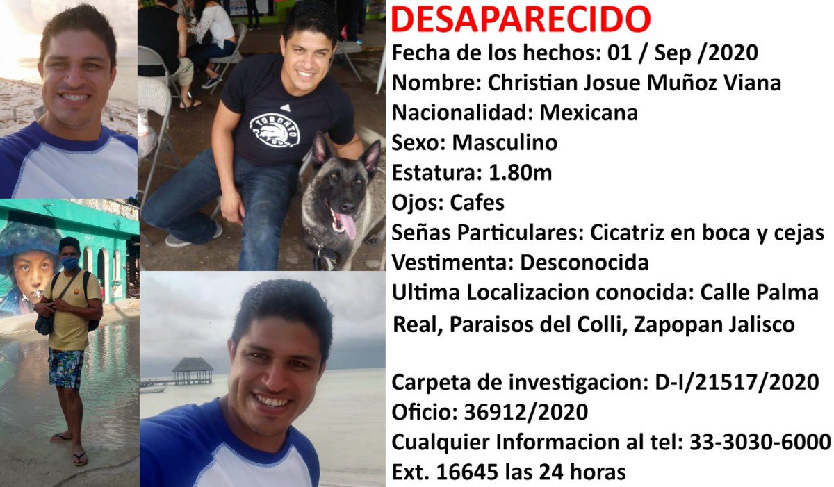 ¿Me podrían ayudar a compartir? Se llama Christian y desapareció de su domicilio; se teme por su integridad. Ni su familia y amistades sabemos qué pasó con el 😔
Es urgente hacer eco porque cada minuto cuenta para ser localizado. Ya está la denuncia; Se los agradezco mucho 🙏🏼