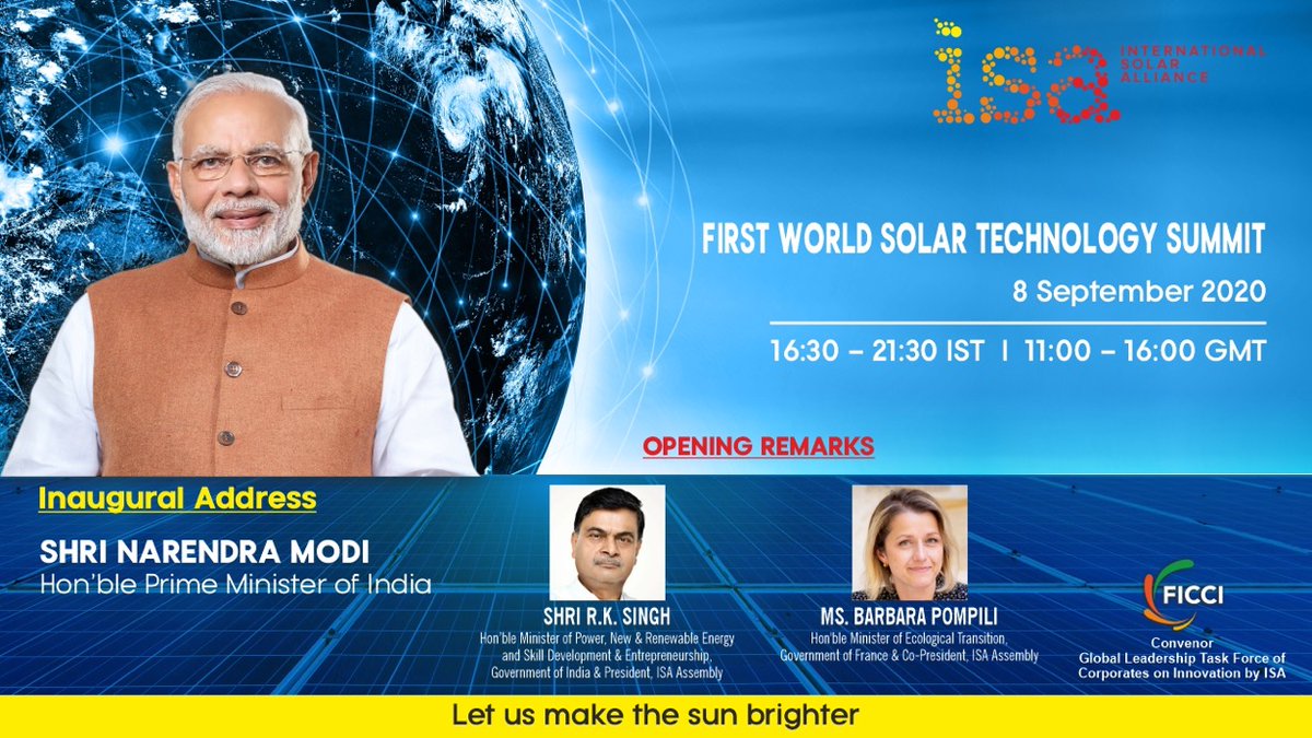 ErikSolheim's tweet photo. The future is solar โ๏ธโ๏ธโ๏ธ
1st World Solar Technology Summit will convene virtually September 8.
Prime Minister of India ๐ฎ๐ณ Narendra Modi will grace the inaugural ceremony.
To Register, click: https://t.co/LN8rrxsKYh
@upendratripathy @isolaralliance https://t.co/vwUt5WFYRg