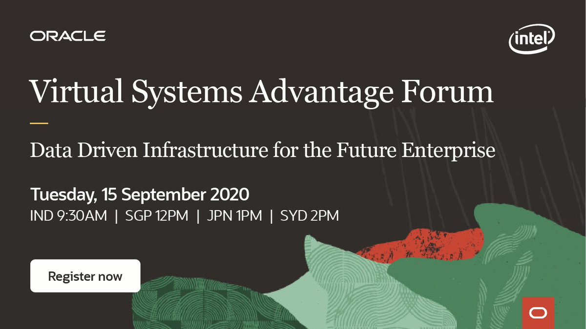 Infrastructure's tweet photo. Join us on 15 September 2020 at #OracleSystemsAdvantage Forum to hear how the latest Oracle cloud-ready #ITinfrastructure can bring your data performance to a new level to discover insights. https://t.co/ANMirkYDQH https://t.co/hc8NCbkRAb