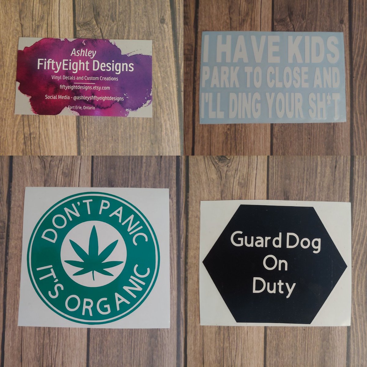 Fifty8Designs's tweet photo. Just a few decals from today, and my new business cards. https://t.co/eKNe9h3iiE