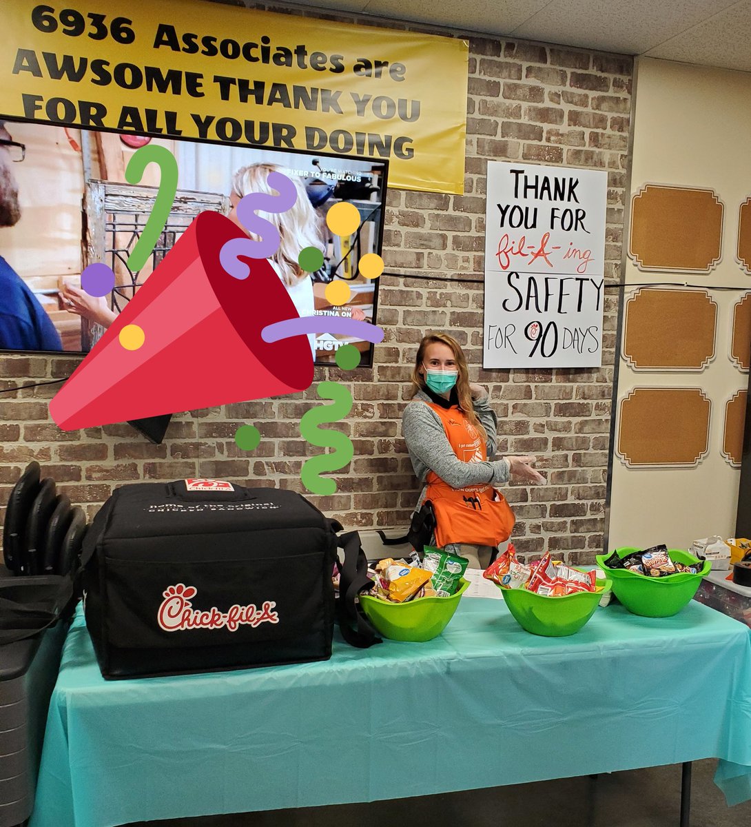🥳🚨🥳We celebrated 90 DAYS SAFE today by treating the team to Chick-fil-A!! Thank you to our AMAZING safety captain Melissa for planning everything!! 365 here we come!🥳🚨🥳
<a href="/SalaciasBMWZ4/">Kay Barkentin</a> <a href="/patrick_vaught/">Patrick Vaught</a> <a href="/ChrisCazz1011/">christopher</a> <a href="/shandranewman60/">Shandra Newman</a> @WardallyJ <a href="/HDGerri/">Gerri OBrien</a>
