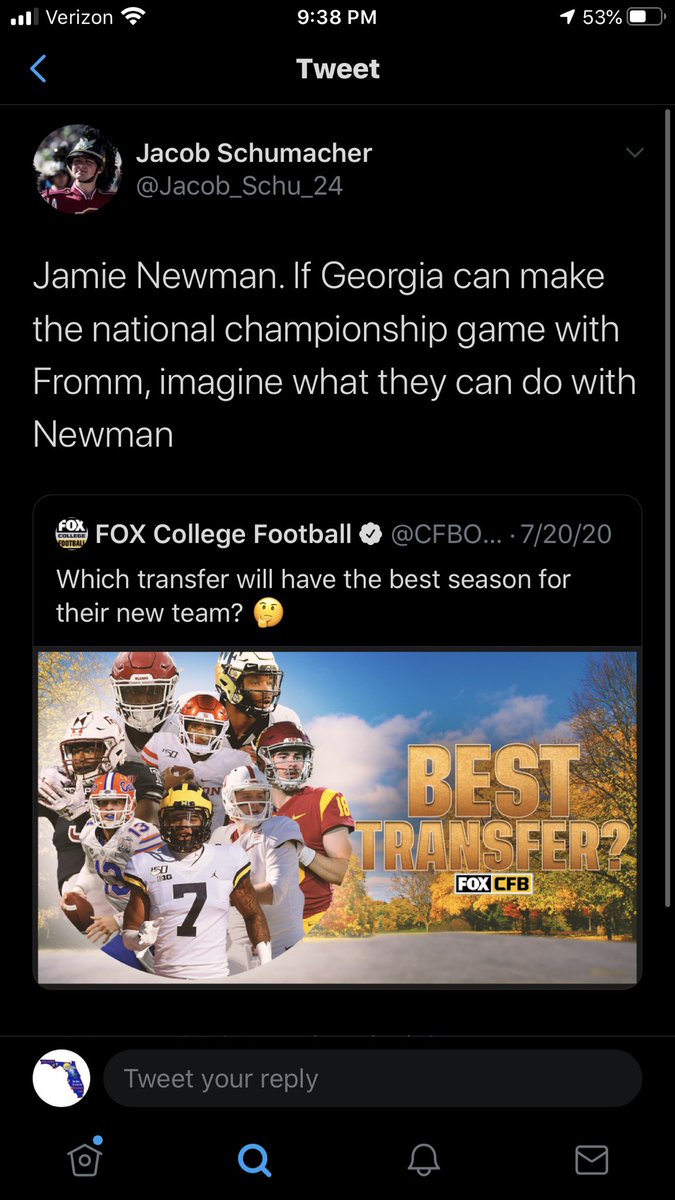 In fairness to Jacob here, Jamie Newman did lead all transfer QBs with fewest interceptions thrown. Dude was so cautious with the pigskin that he didn’t even want to risk touching it.  https://twitter.com/jacob_schu_24/status/1285252212743196673