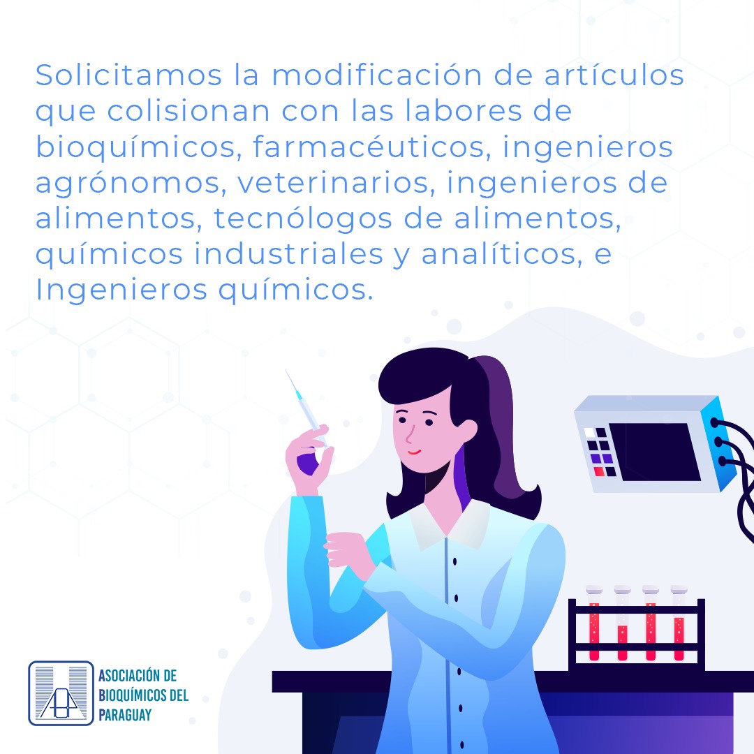 Bioquimicospy's tweet photo. El actual proyecto de Ley del Biólogo, habilitaría a los Lic. en Ciencias mención Biología a realizar análisis clínicos con fines de diagnóstico en salud humana. Esto es competencia del bioquímico desde hace más de 70 años en el Paraguay. 🇵🇾

[1/3] https://t.co/pEDSKfVJNM