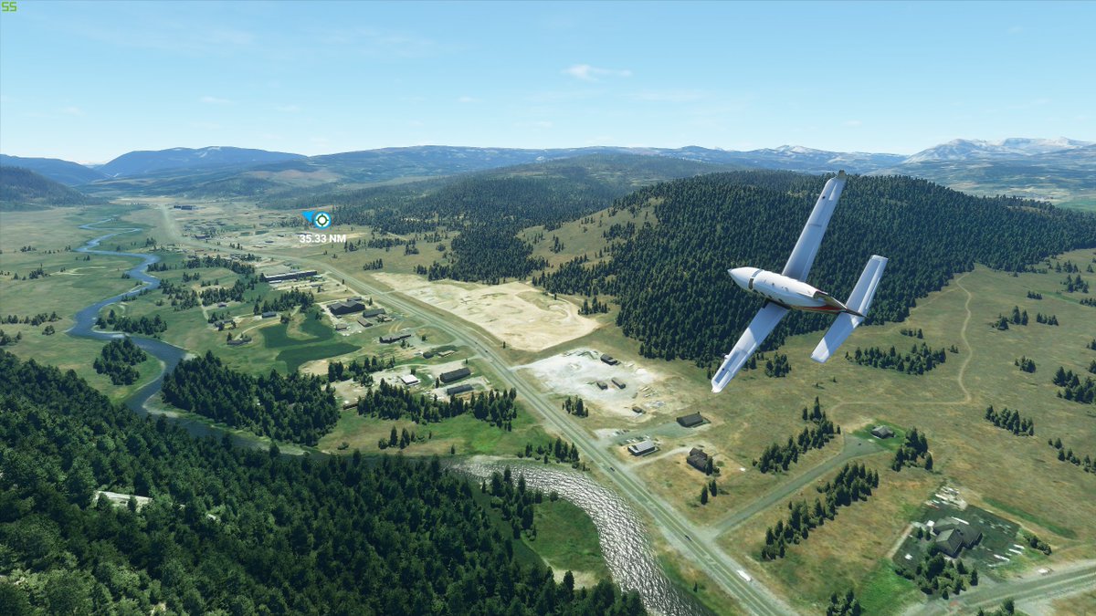 I started out flying south from Bozeman, and for some reason believed that Yellowstone Airport is actually in the park, which of course it isn't. So instead of flying south down US-89 which goes into the park, I was actually flying down US-191, which goes to West Yellowstone.