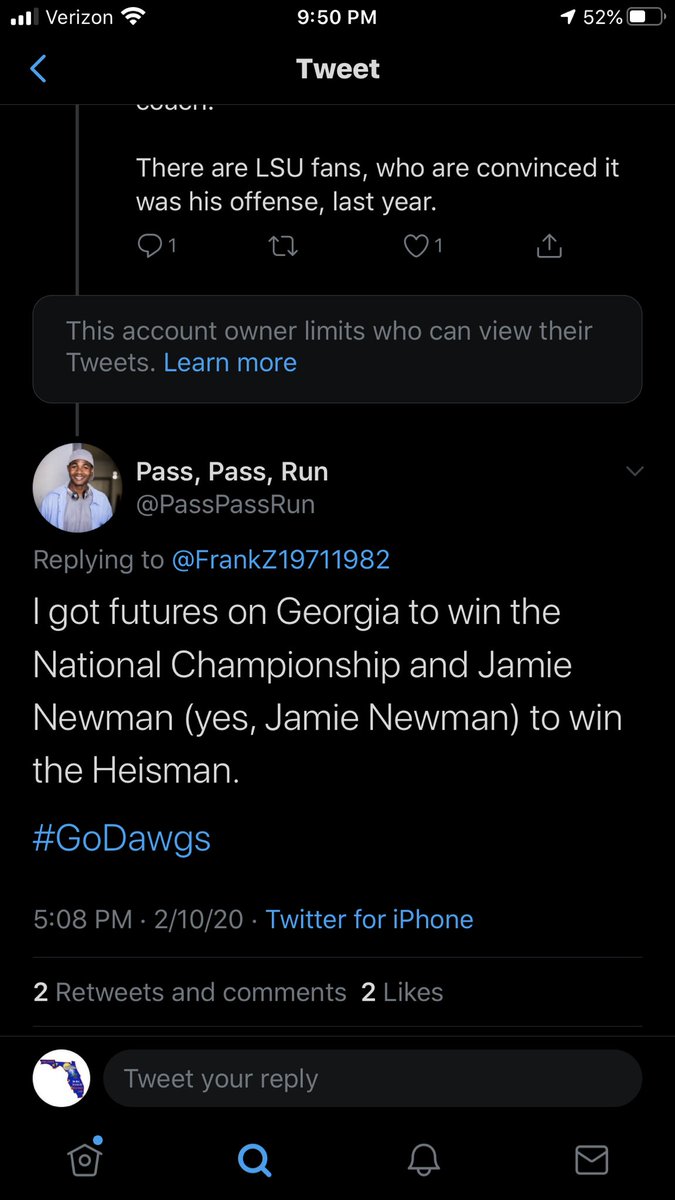 I got futures on Jamie Newman (yes, Jamie Newman) to never take a snap for the Georgia Bulldogs.  https://twitter.com/PassPassRun/status/1226991271715229700