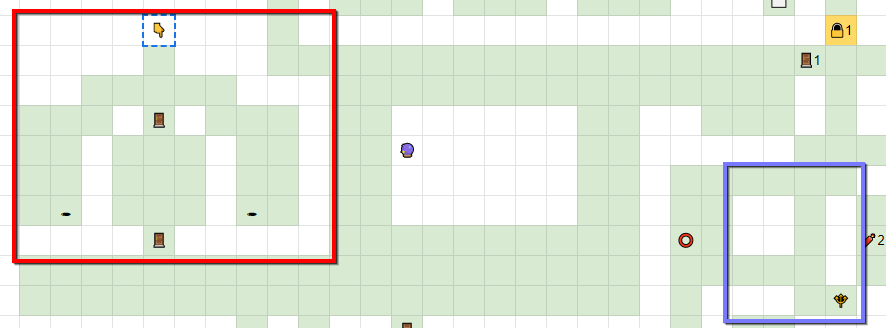 In Etrian Odyssey, the area on the left would absolutely definitely have been a boss room. But instead, the first boss-like enemy I've seen was in the relatively nondescript blue area on the right. I dispatched the blue-robed red-eyed shadow so quickly I didn't get a screenshot.