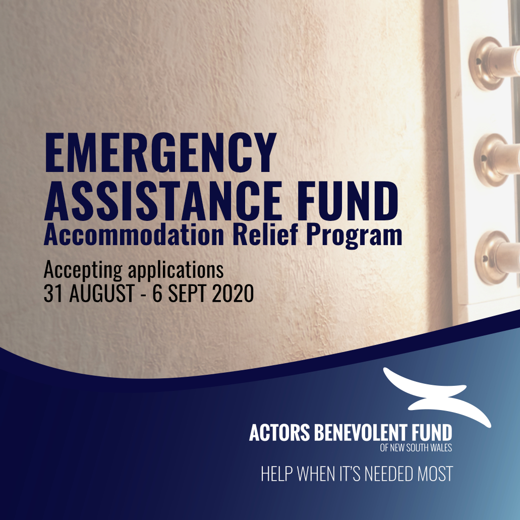 Accommodation Relief Program now open for applications at bit.ly/352zXBn for NSW Arts Industry professionals. Applications close 6 September. #helpwhenitsneededmost