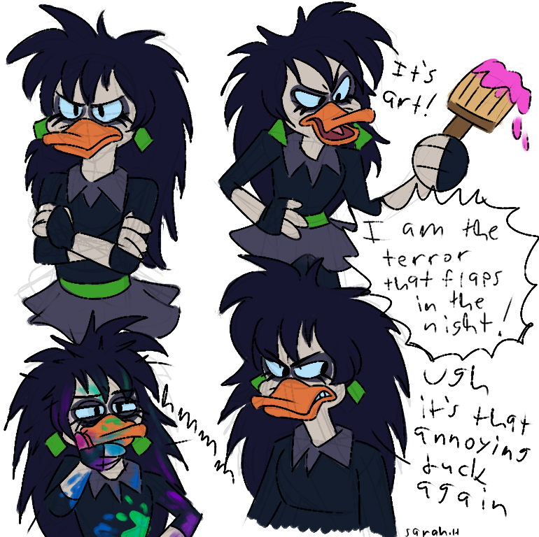 purpleterror91's tweet photo. #DarkwingDuck 
Some #SplatterPhoenix doodles I drew after watching her first episode. I love this lesbian why did they kill her off in her second episode whyyy she was so cool😭 https://t.co/oYN0ZOi4ce