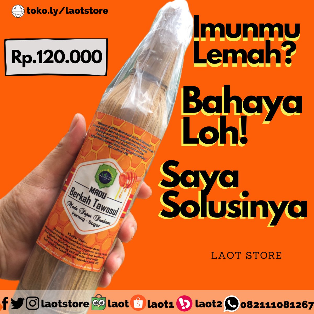 laotstore's tweet photo. Kuyy Order!!!!

Sehat itu mahal tapi lebih mahal biaya sakit. Kalau bisa mencegah kenapa menunggu sakit? 

Order via WA 082111081267 atau ke tokopedia kami melaui link pada bio yah 

#madu #madusumbawa #maduasli #madumurni #laotstore https://t.co/rRxXLdilqE