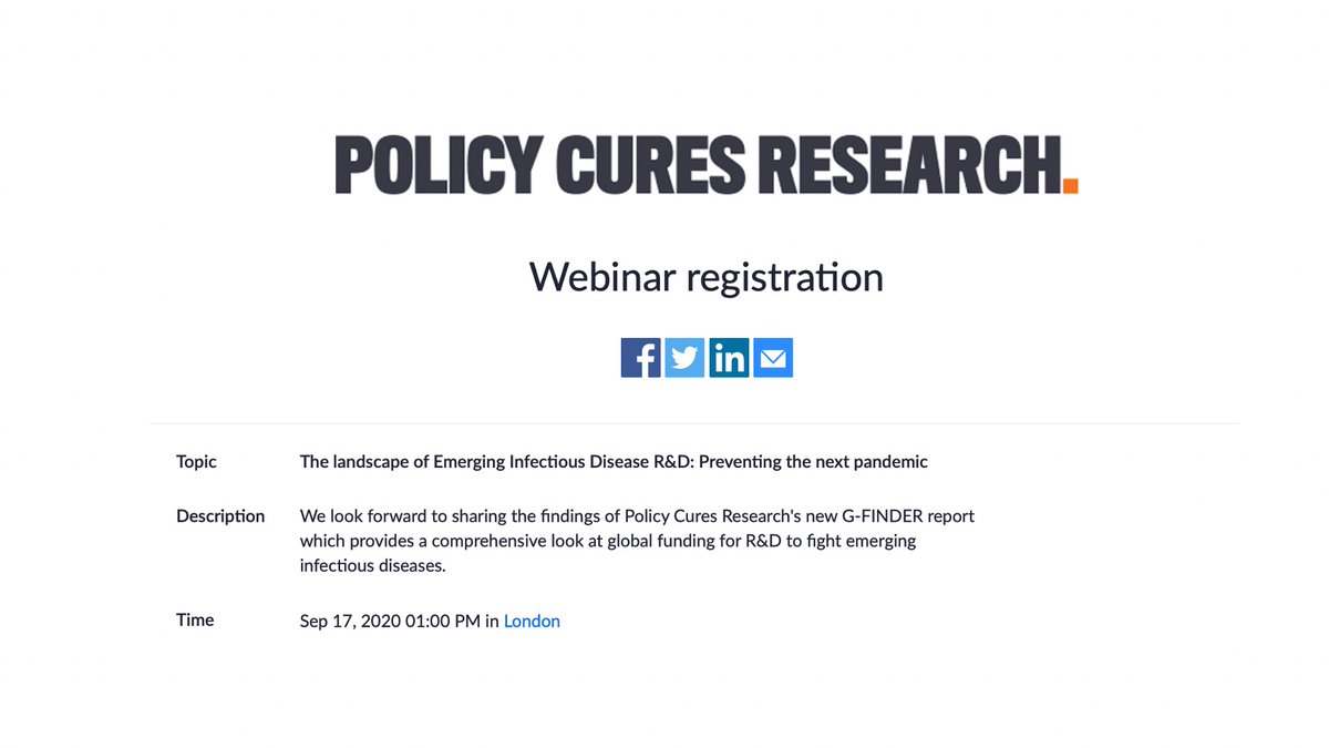 Prepared for the next pandemic? Let’s hope so. It starts with R&amp;D. We’re launching our new #GFINDER on the R&amp;D funding landscape for emerging infectious diseases like #Ebola #Zika and more bit.ly/31SN2eG