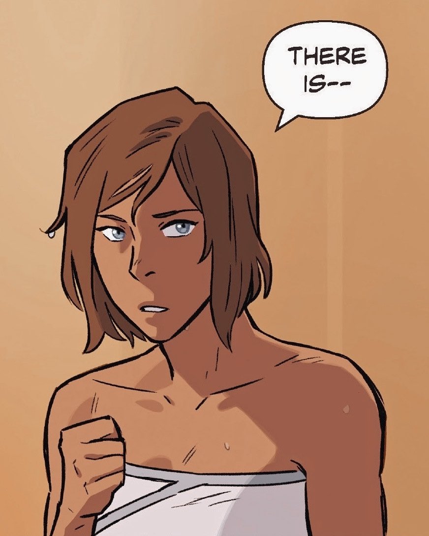 a thread of korra looking absolutely ethereal in the ruins of the empire comic .⋆｡⋆༶⋆˙