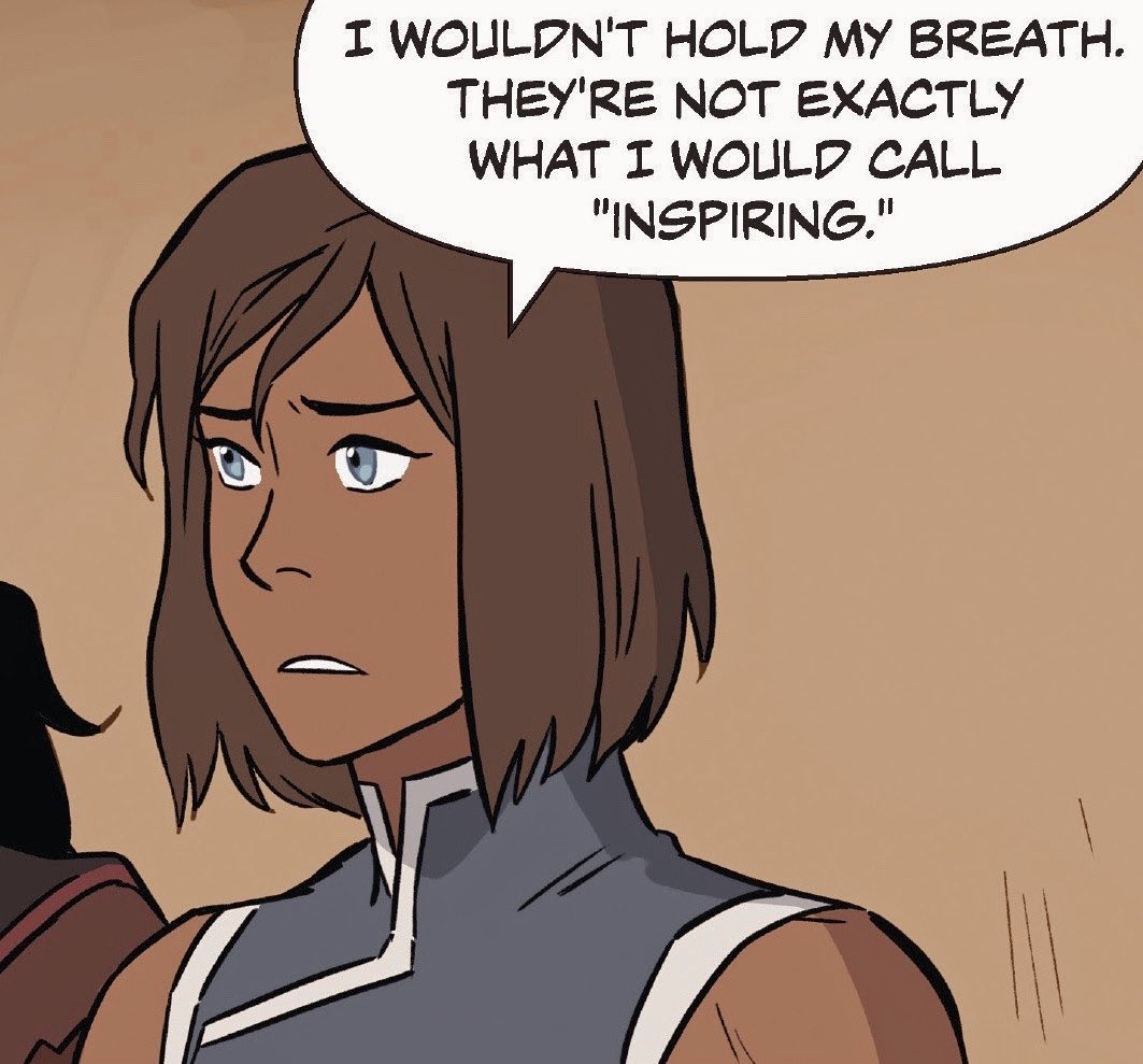 a thread of korra looking absolutely ethereal in the ruins of the empire comic .⋆｡⋆༶⋆˙