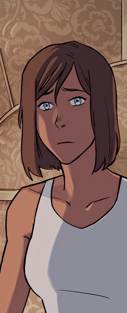 a thread of korra looking absolutely ethereal in the ruins of the empire comic .⋆｡⋆༶⋆˙