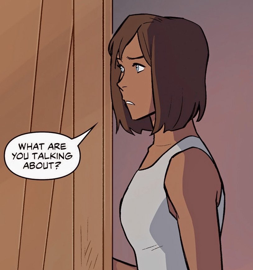 a thread of korra looking absolutely ethereal in the ruins of the empire comic .⋆｡⋆༶⋆˙