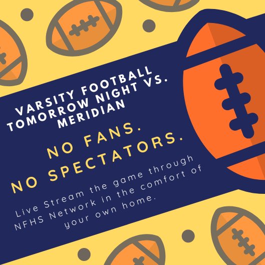 Varsity Patriot Football 🏈 plays tomorrow night. While we are permitted to play and super excited about it we cannot allow fans or spectators at this time. Families and students are encouraged to watch via Live Stream on NFHS Network. Check out the CHS website for info. <a href="/Cen10FB/">Centennial Football</a>
