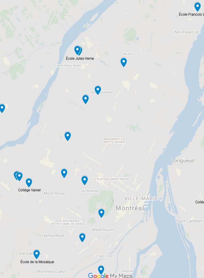 8) On the island of Montreal, 17 schools have been identified to date, as the  @CovidEcoles map below shows. To my knowledge, no Montreal school has declared a full-blown outbreak, but given the proliferation of isolated cases, it may be only a matter of time before that happens.