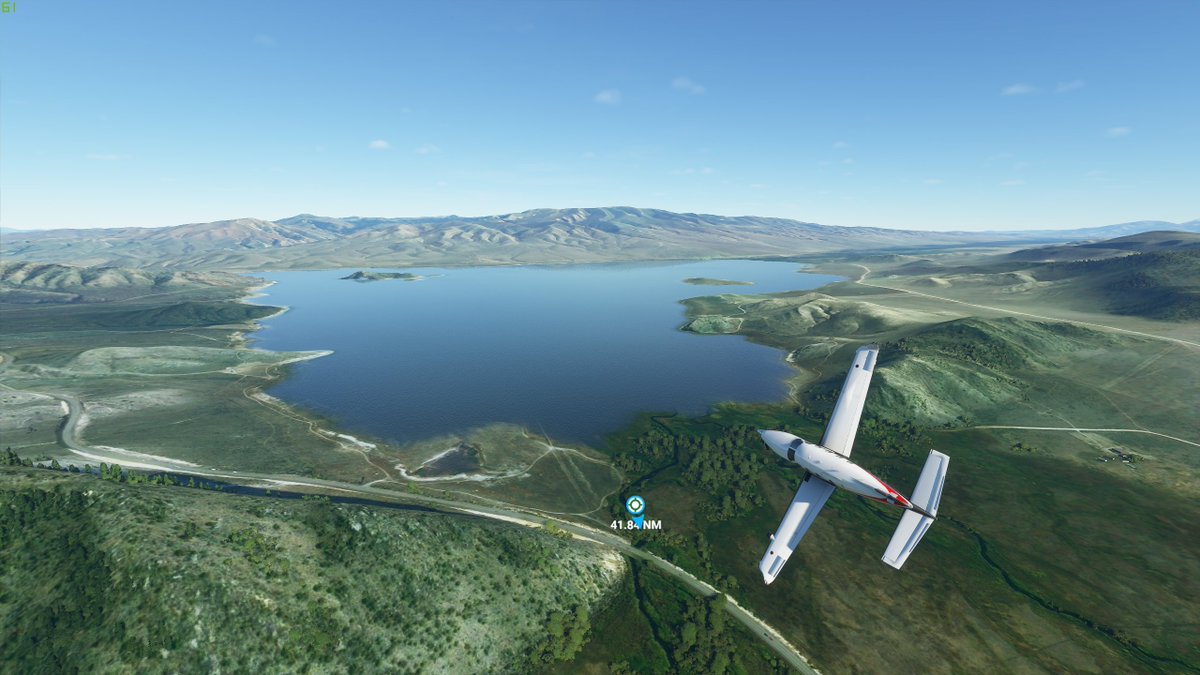 and finally i come across this big reservoir, the far side of which contains interstate 15 which leads north to dillon and my destination. another awful landing where I came in too high and at the wrong angle, but nobody died. Success!