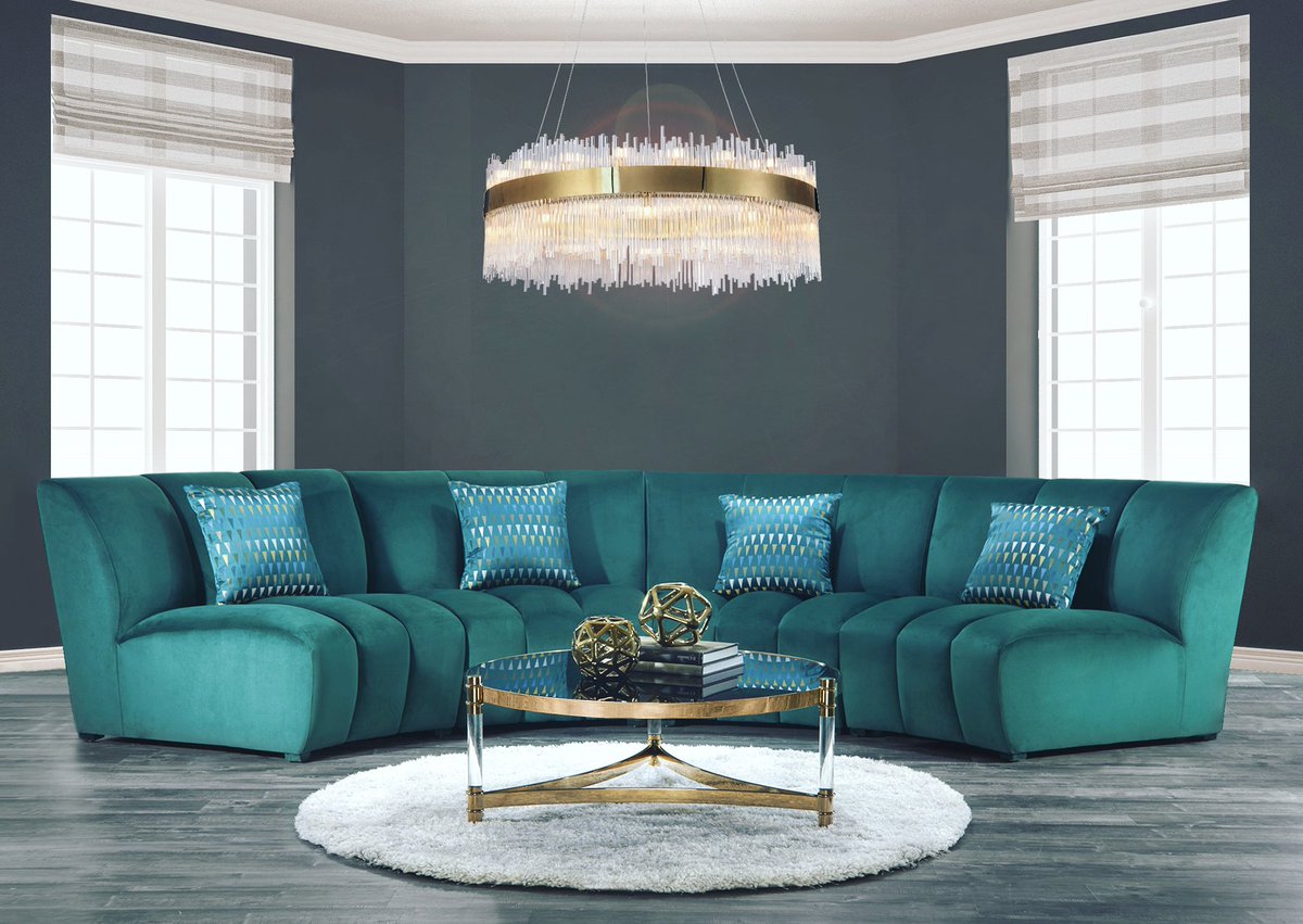 AllaModaDesign's tweet image. Lotus Modular sectional in velvet upholstery is inspired by classical modern styles. The modular sectional can be added in sections and make an almost full round set up depending on your Living-room setup.