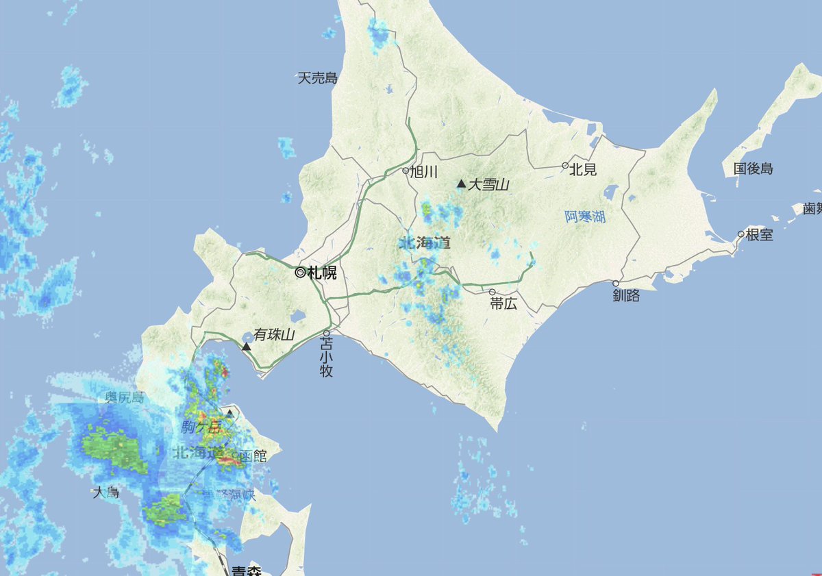 雨雲 レーダー 北海道