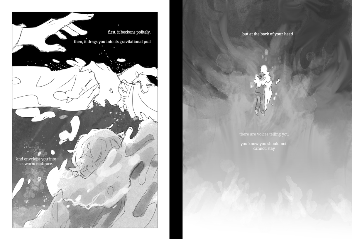 a sketch comic based on hypnagogic hallucinations
I draw a lot of water imagery huh 