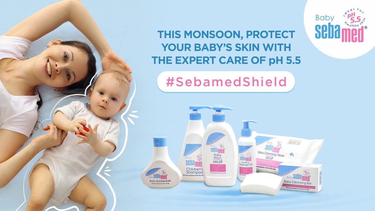 IndiaSebamed's tweet photo. We vow to protect your baby's delicate hair and skin with the expert care of #SebamedShield.
#sebamed #SebamedIndia #babycare #monsoons #monsooncare #pH5point5isthebest #SebamedShield https://t.co/e1RaUBnDGv