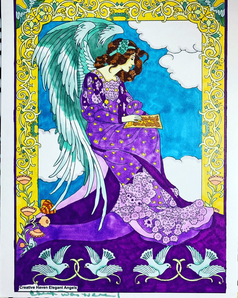 #CherylColors creative haven elegant #angels #coloringbook #colorinf with #markers #believe #faith