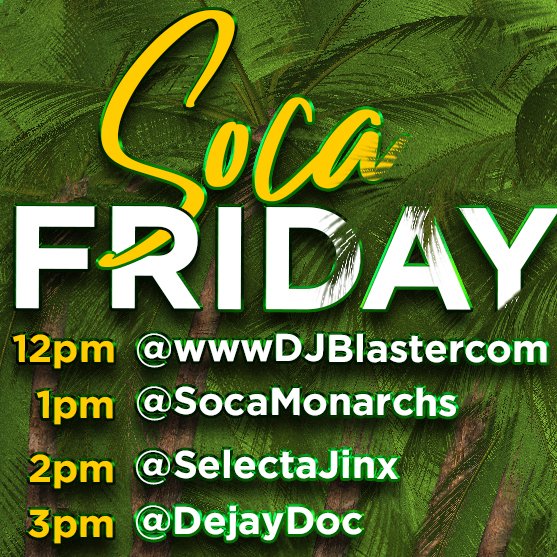 jessewalker's tweet photo. #SocaFriday with @DjBlaster @Socamonarchs @DEJAYDOC and more only on @Twitch https://t.co/kOe3ICQzUe
